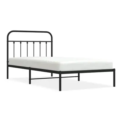 (black, x cm/with headboard) vidaXL Metal Bed Frame Bedroom Bed Base Bedstead Metal Matress Foun