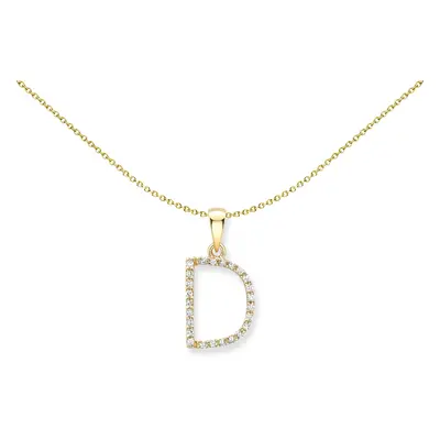 Jewelco London 9ct Yellow Gold Diamond Initial Charm Pendant Letter D 8mm x 17mm - INNR0212-D