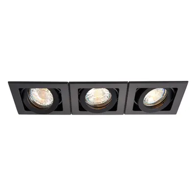 Triple Recessed Boxed Downlight - x 50W GU10 Reflector - Matt Black