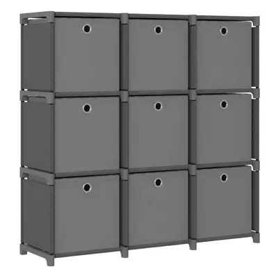 vidaXL 9-Cube Display Shelf with Boxes Grey Fabric Storage Organiser Unit