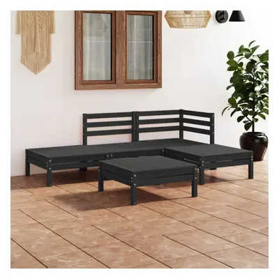 vidaXL Garden Lounge Set Outdoor Sofa Set Couch Piece Solid Pinewood Black