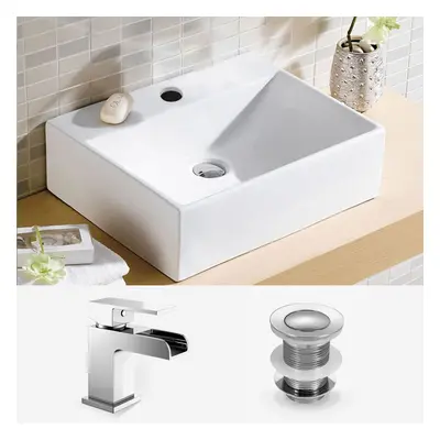 363 x 270mm Countertop Cloakroom Basin With Waterfall Mono Mixer Tap