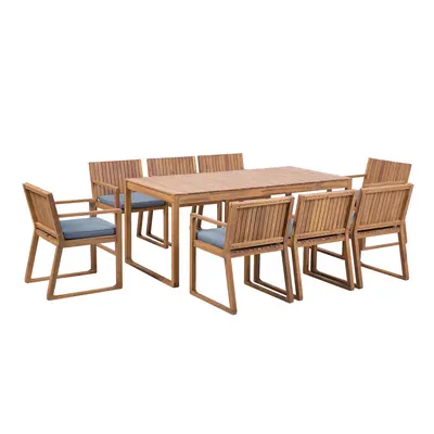 Garden Dining Set Seater SASSARI with Cushions Acacia Wood Blue