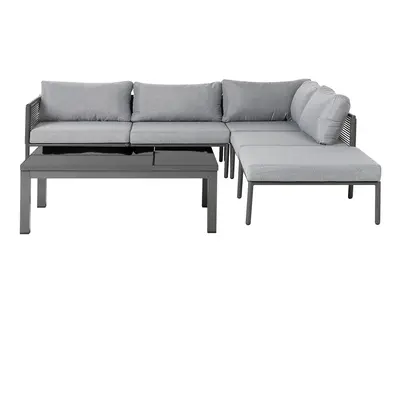 Garden Corner Sofa with Table Seater FORANO Metal Grey