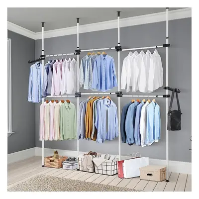 Telescopic Clothes Rail Heavy Duty Adjustable Height Clothes Rack