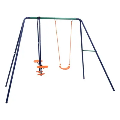 vidaXL Swing Set With Seats Steel Backyard Playground Playset Sky Scooter