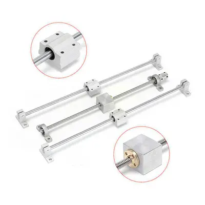 13pcs 400mm CNC Parts Optical Axis Guide Bearing Housings Aluminum Rail Shaft Support Screws Set