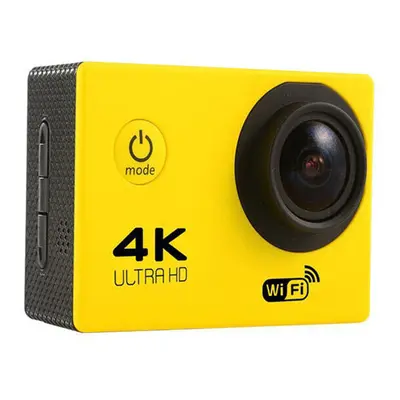 (Yellow) Wireless Wifi Camera HD 4K Waterproof Wide Angle 2.0 Inch Screen for Outdoor Sports Cam