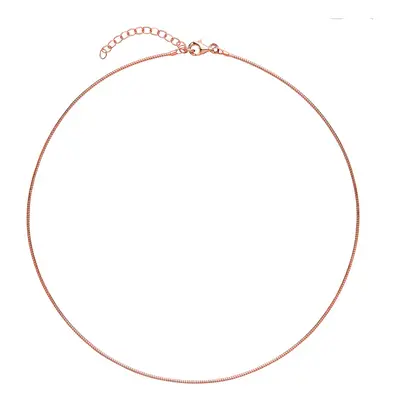 Jewelco London Ladies Rose Gold-Plated Sterling Silver Snake Omega Chain Choker Collarette Neckl