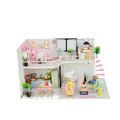 Handmake DIY Wood Miniature Doll House With Dust Cover