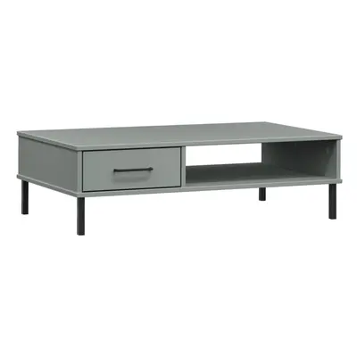 (grey) vidaXL Solid Wood Pine Coffee Table with Metal Legs OSLO Desk Multi Colours