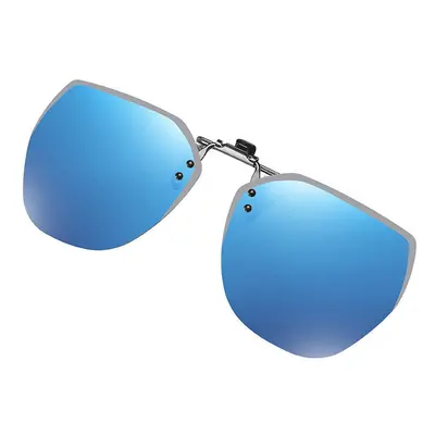 (Blue) Sunglasses Clip On Driving Flip Up Polarized Fishing Camping Travel