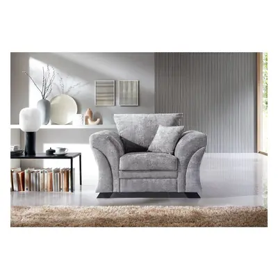 (Light Grey) FARROW CRUSHED CHENILLE ARMCHAIR