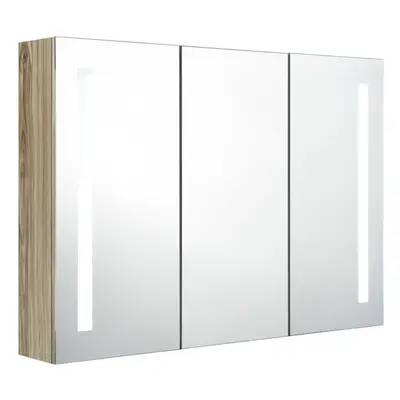 (oak, x x cm) vidaXL LED Bathroom Mirror Cabinet Washroom Wall Cabinet Storage Vanity Unit