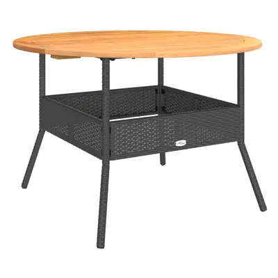 vidaXL Garden Table with Acacia Wood Top Patio Outdoor Table Black Poly Rattan