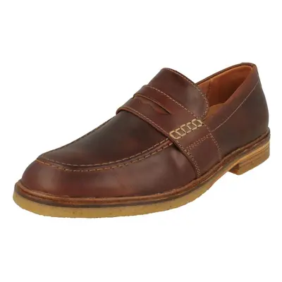 (UK 6, Mahogany (Brown)) Mens Clarks Slip on Loafers Clarkdale Flow - G Fit