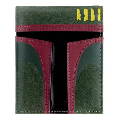 Star Wars Mandalorian Boba Fett Bounty Hunter Helmet Green ID and Card Bi-Fold Wallet