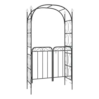 vidaXL Garden Arch with Gate Black 108x45x235 cm Steel Plant Trellis Arches