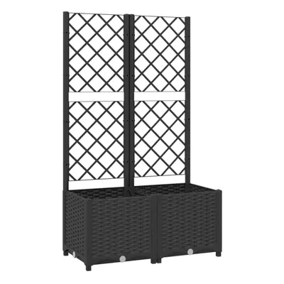 vidaXL Garden Planter with Trellis Black PP Raised Bed Flower Box Plant Pot