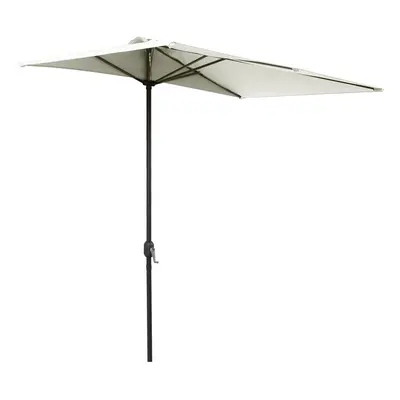 Outsunny 2.3m Garden Balcony Half Round Umbrella Metal Parasol Umbrella Beige