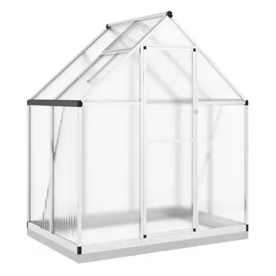 (silver, x x cm) vidaXL Greenhouse with Base Frame Garden Walk in Plant Grow House Aluminium