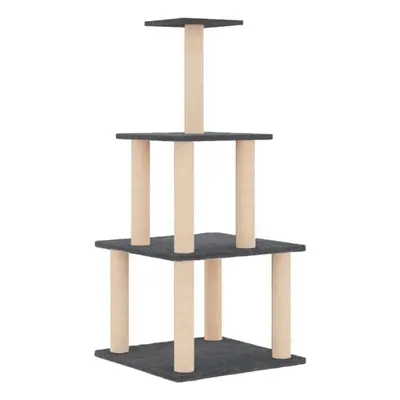 (dark grey) vidaXL Cat Tree with Sisal Scratching Posts Cat Scratch Tower Climber Dark Grey