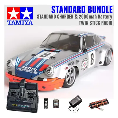 TAMIYA RC Porche Carrera RSR TT-02 1:10 Standard Stick Radio Bundle