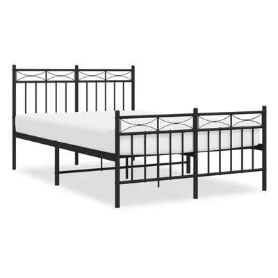 (black, 120x190 cm/with headboard & footboard) vidaXL Metal Bed Frame Home Bedroom Bed Base Matt