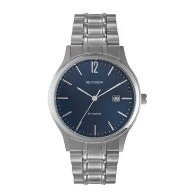 Sekonda Mens Quartz Watch Blue Face Silver Stainless Steel Bracelet