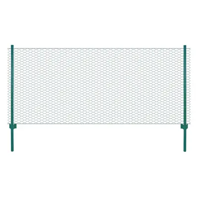 vidaXL Wire Mesh Fence with Posts Steel 25m Green Garden Panel Field Enclosure