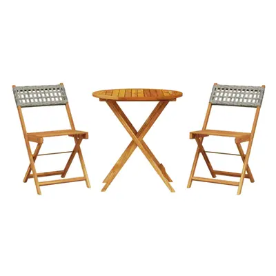 vidaXL Bistro Set Piece Outdoor Bar Set Grey Poly Rattan and Solid Wood