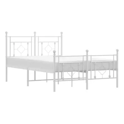 (white, x cm/with headboard & footboard) vidaXL Metal Bed Frame Home Bedroom Bed Base Mattress F