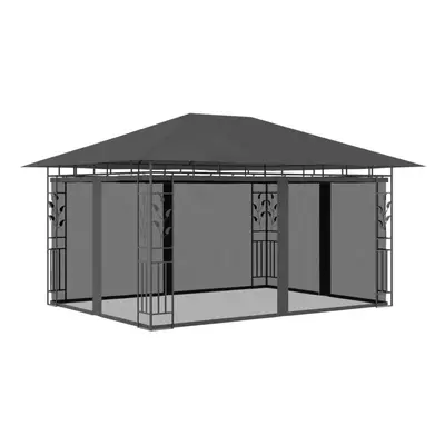 vidaXL Gazebo with Mosquito Net 4x3x2.73m Anthracite 180g/mÂ² Outdoor Canopy