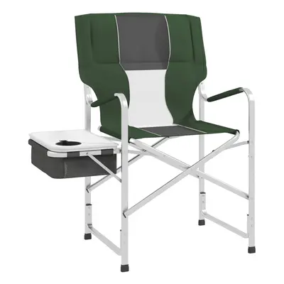 Outsunny Folding Directors Chair Aluminium Camping Chair with Cooler Bag Green