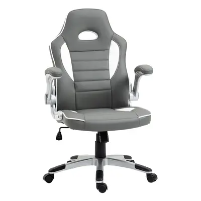 HOMCOM Gaming Chair PU Leather Office Chair Swivel Chair w/ Tilt Function Grey