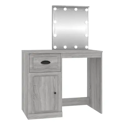 (grey sonoma, with led) vidaXL Dressing Table Vanity Desk Cosmetic Table Makeup Desk Engineered 