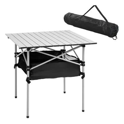 Outsunny Aluminum Camping Table Folding Table Picnic Table w/ Mesh Bag, Silver