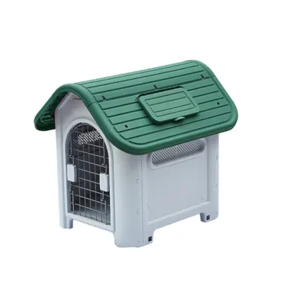 (Green, With door) Pet House Kennel Outdoor For Dog Four Seasons Universal Waterproof Plastic