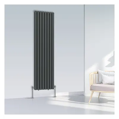 (1800x472mm Double, Anthracite) NRG Oval Column Designer Radiator Horizontal Vertical Central He