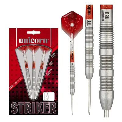 Unicorn Unisex's STRIKER TYPE 80% TUNGSTEN STEEL TIP DARTS, Red, 22g