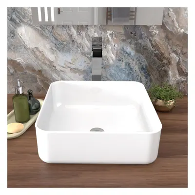 Nes Home Oscott 390mm Countertop Basin Square Gloss White