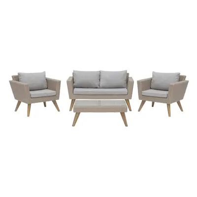 Sofa Set with Table VITTORIA PE Rattan Grey