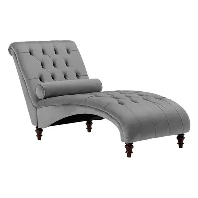 Velvet Chaise Lounge Light Grey MURET