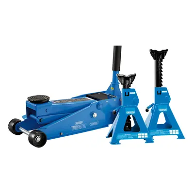 Draper 3T TROLLEY JACK & AXLE STAND Trolley Jack and Axle Stand Kit (3 Tonne)