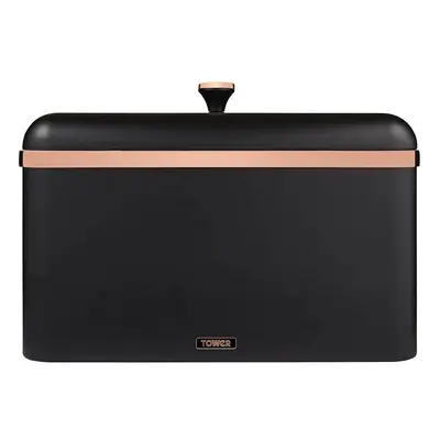 TOWER Glamorous Kitchen BLACK & Rose Gold Cavaletto Bread Bin