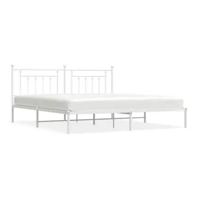 (white, x cm/with headboard) vidaXL Metal Bed Frame Bedroom Bed Base Bedstead Metal Matress Foun