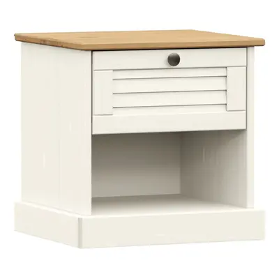 (white) vidaXL Bedside Cabinet Wooden Bedside Table Nightstand VIGO Solid Wood Pine