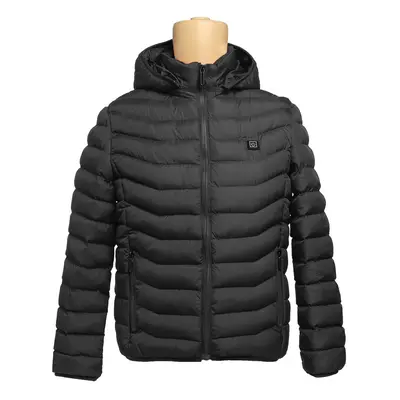 (Black, M) Unisex 8-Heating Electric Vest Heated Jacket USB Winter Body Warmer Windproof Coats