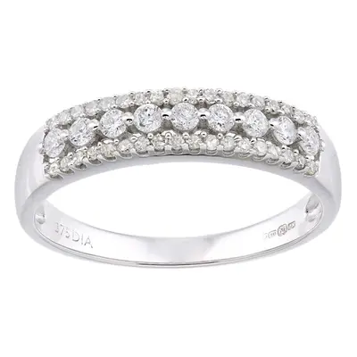 (L) Jewelco London 9ct White Gold Women Round Diamond Ring