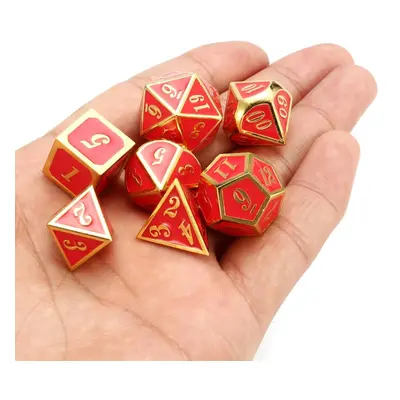 () 7pcs Zinc Alloy Multisided Dices Set Enamel Embossed Heavy Metal Polyhedral Dice With Bag